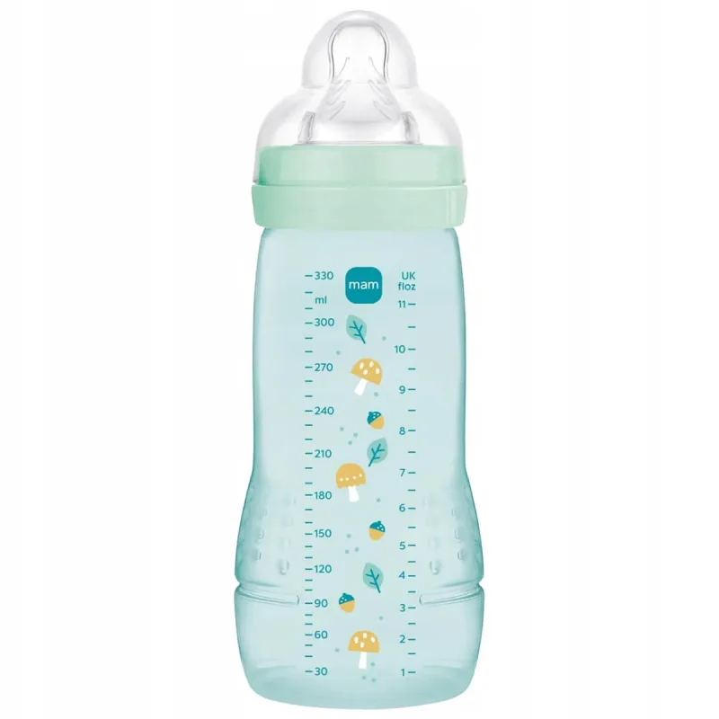 MAM Easy Active, sticlă anti-colică, cu tetină din silicon, model fructe, unisex, de la 4 luni, 330 ml — preț și oferte