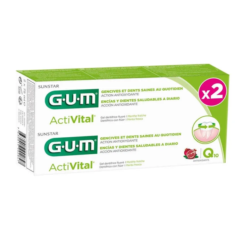 Pastă de dinți Gum ActiVital Q10 pentru dinți și gingii sănătoase 2x75ml — preț și oferte