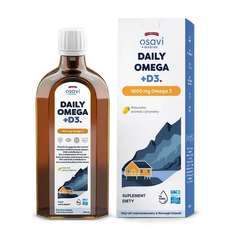 Osavi Marine Daily Omega 3 + D3, aromă naturală de lămâie, 250 ml — preț și oferte
