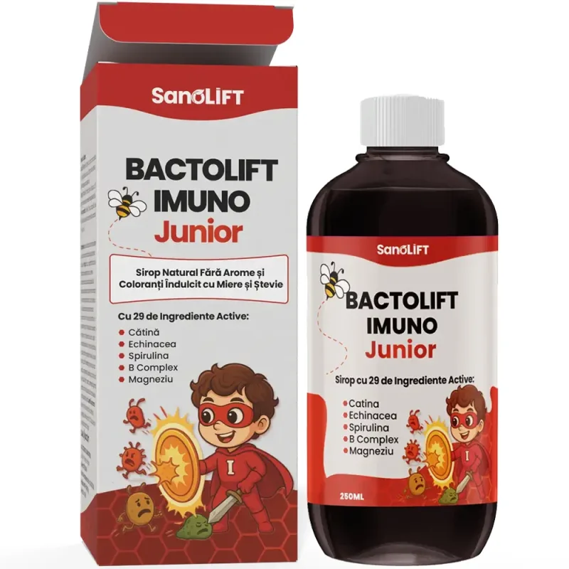 BactoLift Imuno Junior: Sirop Pentru Imunitate la Copii - Stimulează Imunitatea & Vitaminizeaza Corpul - 100% Natural - 250 ml — preț și oferte