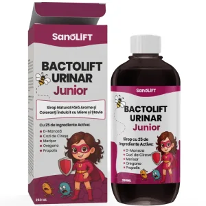 BactoLift Urinar Junior – Sirop pentru Infecții Urinare la Copii, Formula Complexă cu 25 Ingrediente Naturale: D-Manoză, Merișor și Propolis