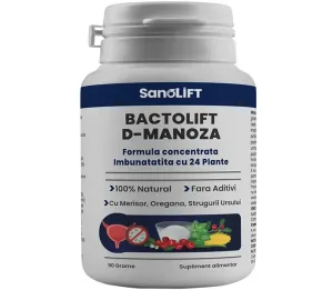 BactoLift D-Manoza: 2000 MG D-manoza - Actiune Forte – Formula Imbogatita cu 24 de Plante - 90 grame