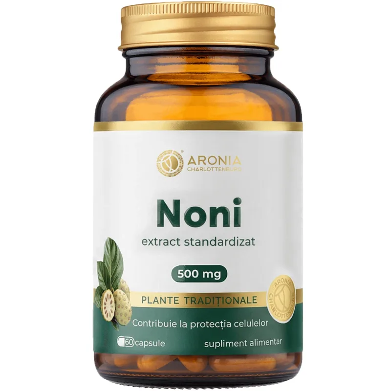 Noni 500 mg — 60 capsule cu extract concentrat din fructe de Noni pentru susținerea respirației, celulelor și imunității  |  Plante Tradiționale Aronia Charlottenburg — preț și oferte