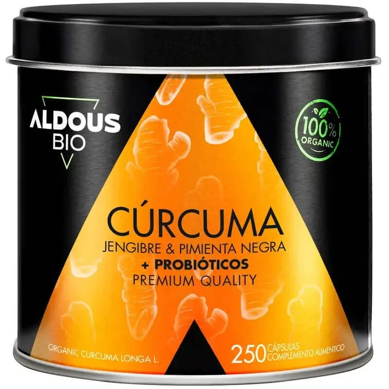 Aldous Bio Turmeric cu ghimbir și piper negru cu probiotice, 250 capsule — preț și oferte