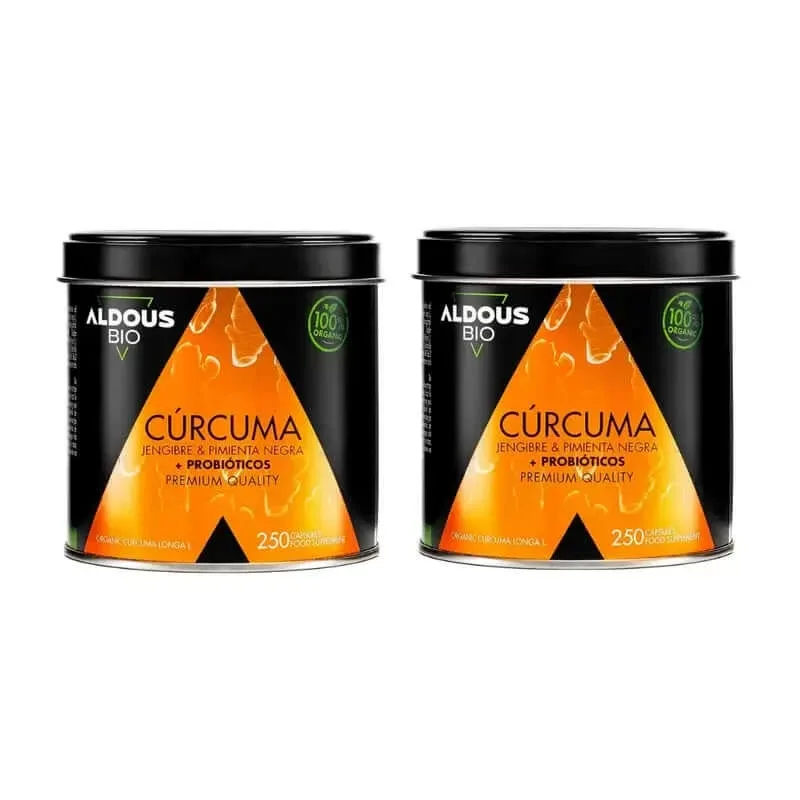Aldous Bio Turmeric cu ghimbir și piper negru cu probiotice, 2X250 Capsule — preț și oferte