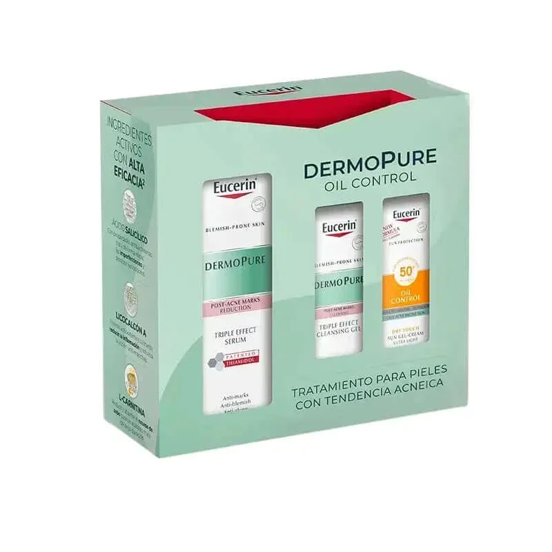 Eucerin Pack Dermopure Triple Effect Serum + Mini Sun Face Oil Control +Mini Triple Effect Gel 20ml — preț și oferte