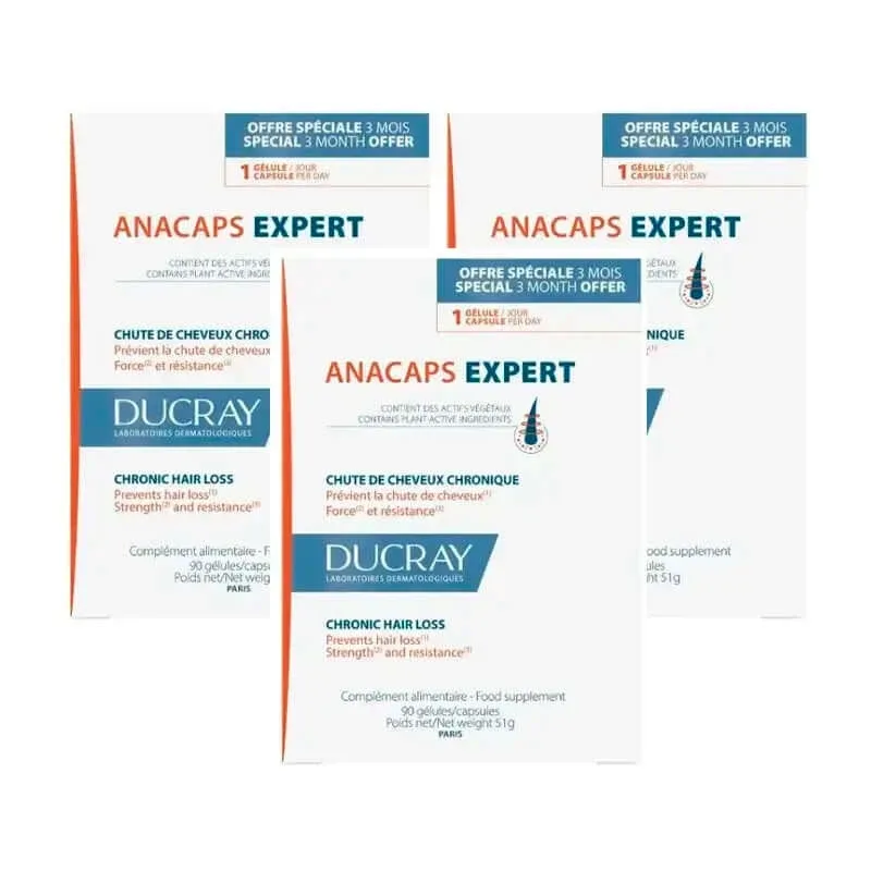 Ducray Anacaps Expert, pachet 3 x 90 capsule — preț și oferte