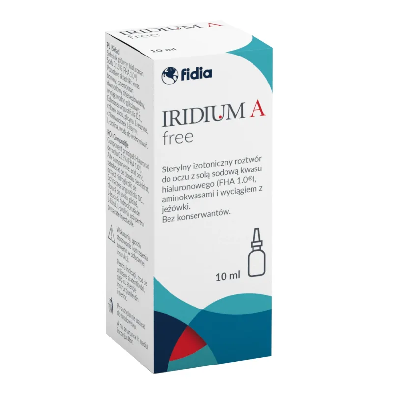 Iridium A Free, picături oculare hidratante, soluție, 10 ml FIDIA FARMACEUTICI — preț și oferte