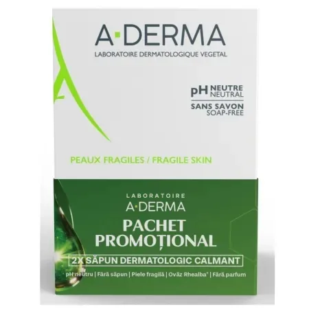 Pachet sapun dermatologic pentru pielea fragila, 2 x 100 g, A-Derma — preț și oferte