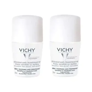 Vichy Anti-Transpirant Deodorant 48H Roll-On Piele sensibilă, 2X50 Ml