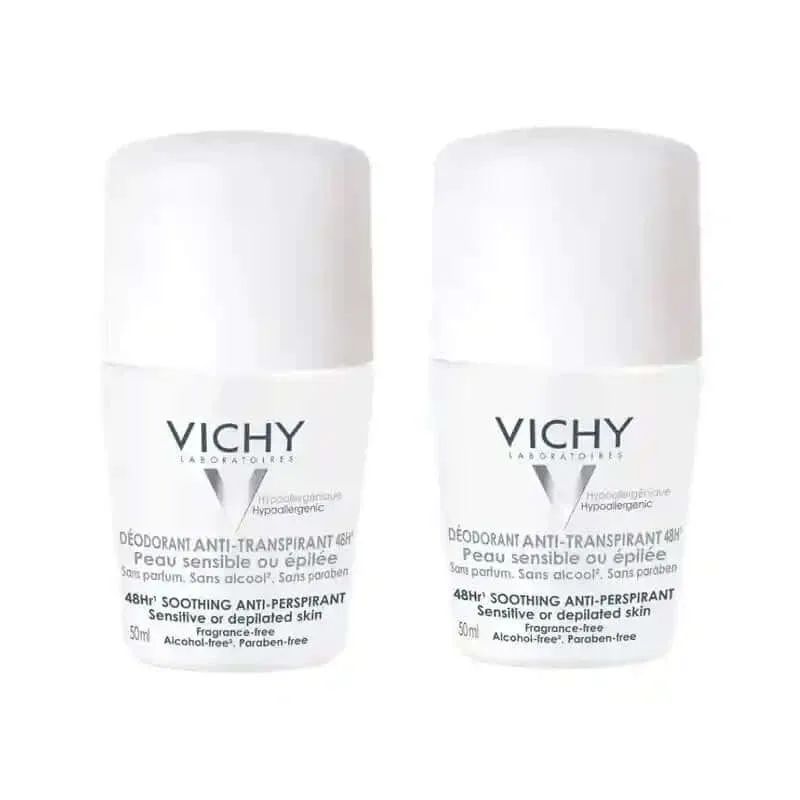 Vichy Anti-Transpirant Deodorant 48H Roll-On Piele sensibilă, 2X50 Ml — preț și oferte