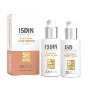 Isdin Fotoprotector Fusion Water Magic Repair Colour SPF 50, pachet 2 x 50 ml