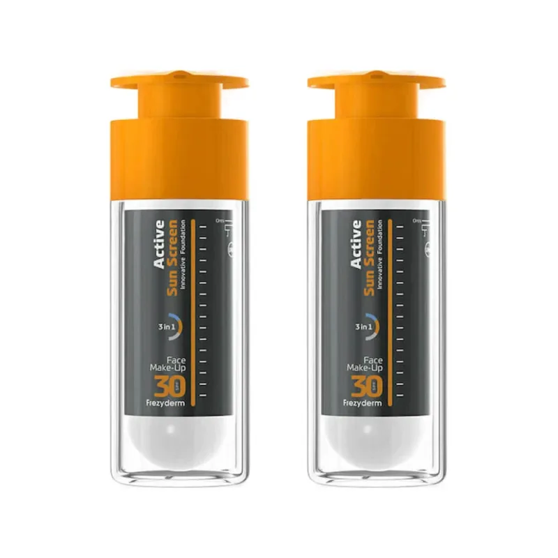 Frezyderm Active Sun Screen Innovative Foundation Cremă Solară de Față Rezistentă la Apă SPF30 2x30ml — preț și oferte
