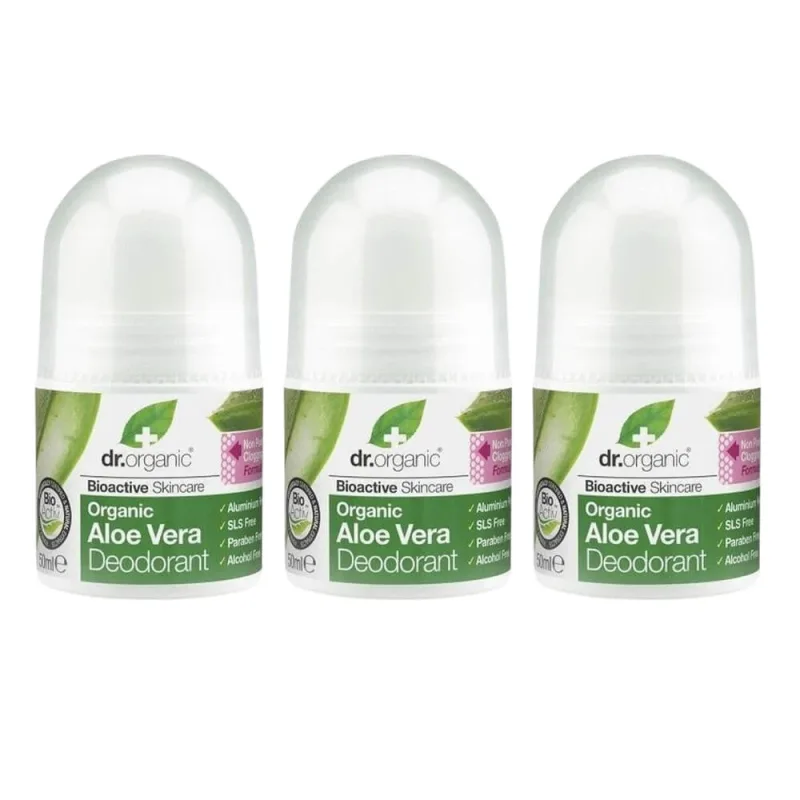 Dr.Organic Aloe Vera Aloe Vera Deodorant Natural sub formă de Roll-On Fără aluminiu 3x50ml — preț și oferte