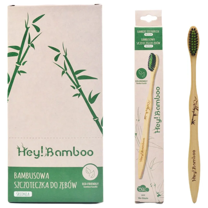 Hey Bamboo, periuță de dinți, bambus, medie, 1 buc — preț și oferte