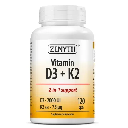 Vitamin D3 + K2, 120 capsule - Zenyth — preț și oferte