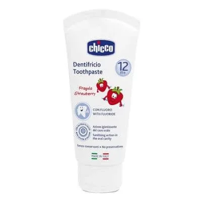 Pastă de dinți Chicco cu căpșuni 50 ml 12m+ cu fluorură — preț și oferte