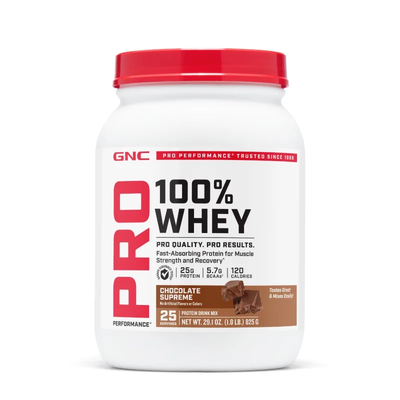 GNC Pro Performance® 100% Whey – Proteina din zer, aromă de ciocolată, 825 g — preț și oferte