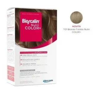 Bioscalin nutri color+ 7.01 cremă colorantă blond rece 40 ml + cremă detector 60 ml + șampon 12 ml + balsam 12 ml + mănuși de unică folosință