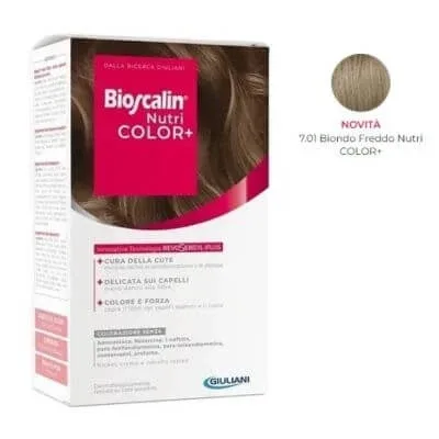 Bioscalin nutri color+ 7.01 cremă colorantă blond rece 40 ml + cremă detector 60 ml + șampon 12 ml + balsam 12 ml + mănuși de unică folosință — preț și oferte