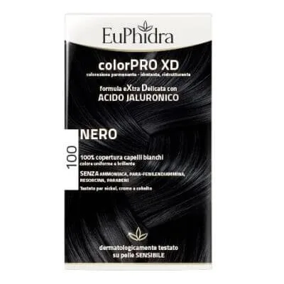 Euphidra colourpro xd 100 gel colorant pentru păr negru în sticlă + activator + balsam + mănuși — preț și oferte