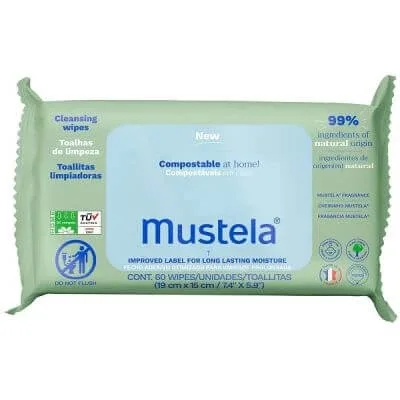 Șervețele parfumate Mustela compostabile 60 bucăți — preț și oferte