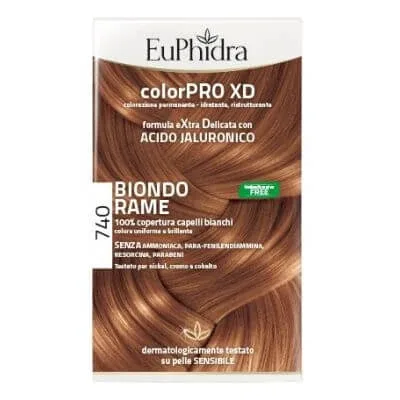 Euphidra colourpro xd 740 cupru blond gel de colorare a părului în sticlă + activator + balsam + mănuși — preț și oferte