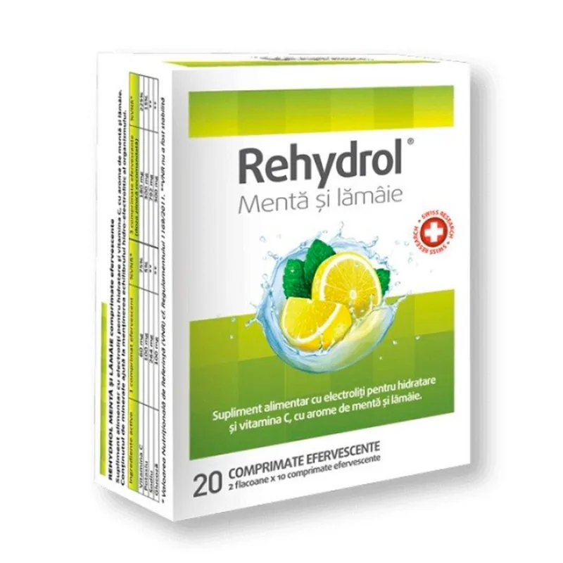 Rehydrol Menta si Lamaie 20 comprimate MBA Pharma – Rehidratare — preț și oferte