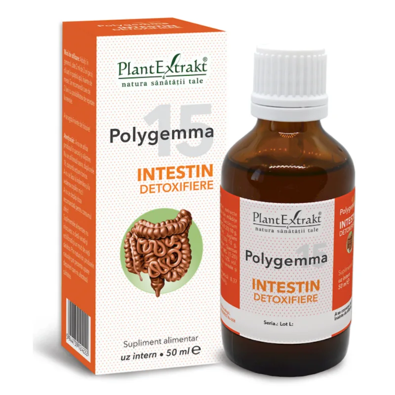 Polygemma 15, Intestin detoxifiere, 50 ml, Plant Extrakt PLANTEXTRAKT — preț și oferte