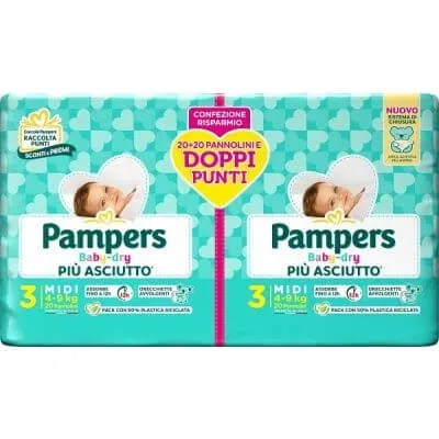 Pampers baby dry nappy duo downcount midi 40 bucăți — preț și oferte