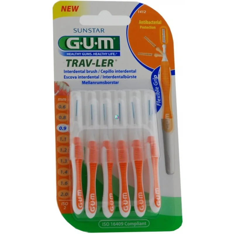 Periute interdentare Trav-Ler, 0.9 mm, portocaliu, 6 bucati, Sunstar Gum — preț și oferte
