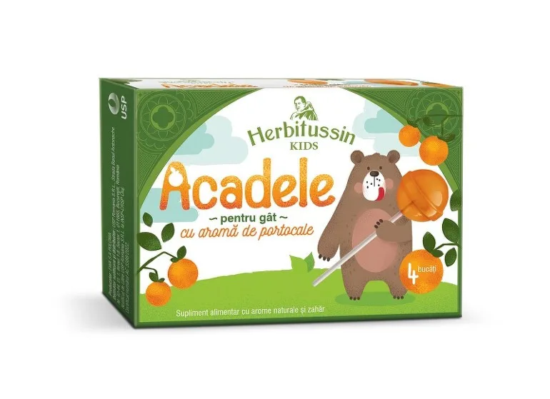 Herbitussin Kids acadele portocale, 4 bucati USP — preț și oferte