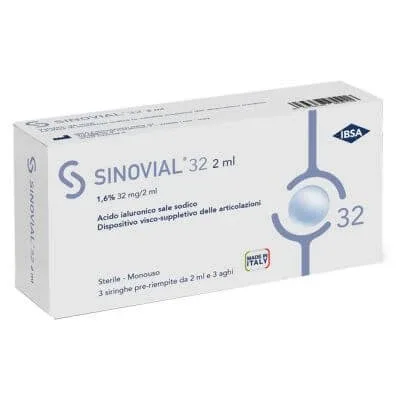 Seringă intraarticulară SINOVIAL 32 acid hialuronic 1,6% 32 mg/2 ml 1 fs + ac calibru 21 3 buc. — preț și oferte