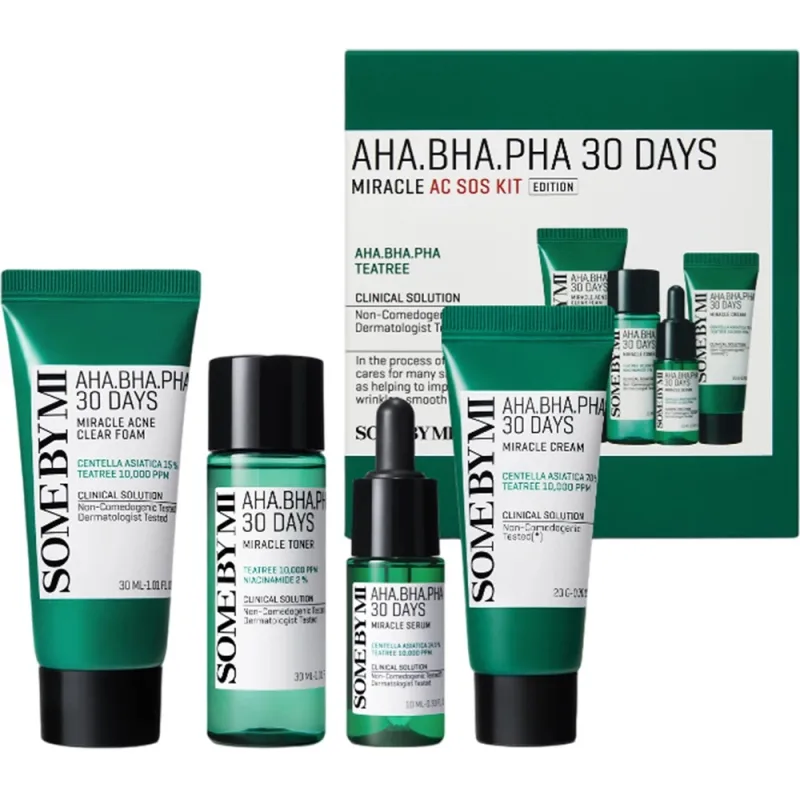 Kit pentru ten acneic AHA BHA PHA 30 Days Miracle, 4 produse, Some By Mi — preț și oferte
