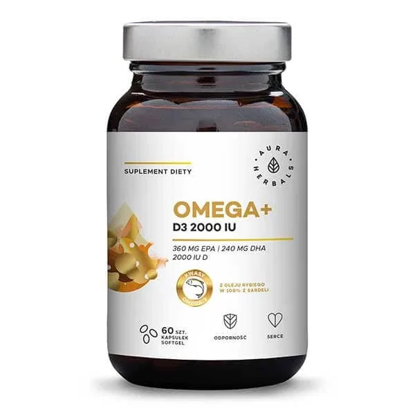 Aura Herbals Omega + Vitamina D3 2000 UI, 60 capsule — preț și oferte