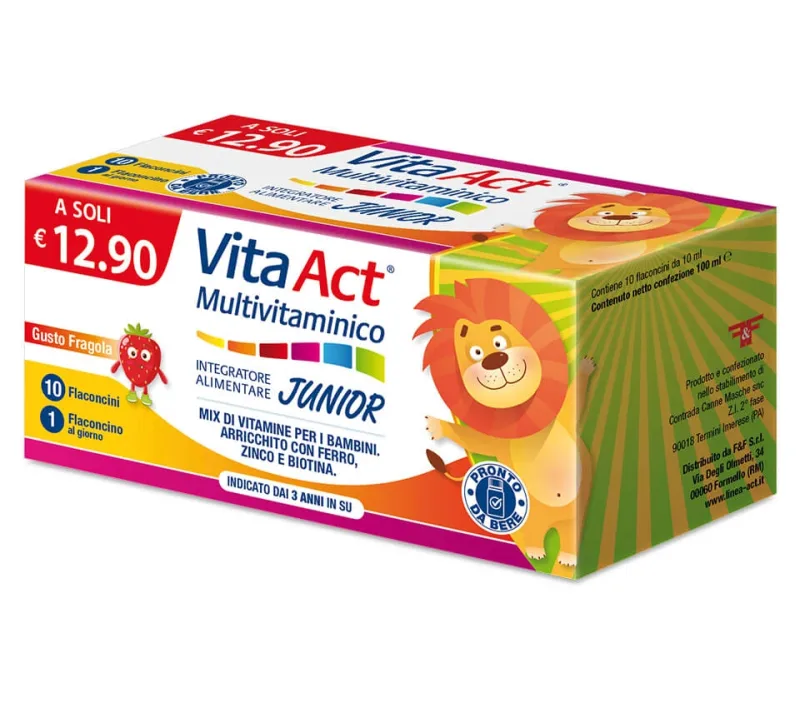 VITA ACT MULTIVITAMINE JUNIOR 10 FLACOANE CU AROMĂ DE CĂPȘUNI — preț și oferte