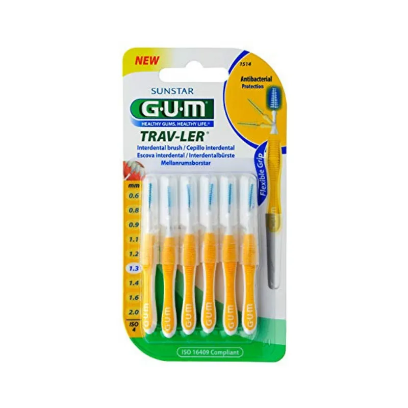 Periute interdentare Trav-Ler 1.3 mm, galben, 6 bucati, Sunstar Gum — preț și oferte