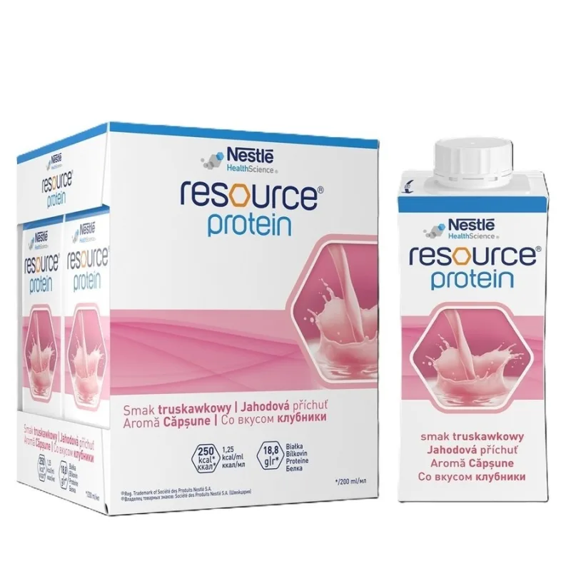 Resource 2.0 + Protein cu aroma de capsuni fara gluten, 4 x 200 ml, Nestle — preț și oferte