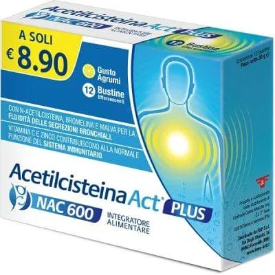Acetylcysteine act plus nac 600 12 plicuri efervescente citrice — preț și oferte