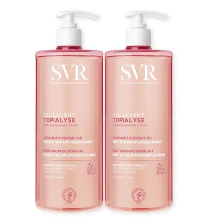 Pachet Gel de dus lavant pentru piele uscata si sensibila Topialyse, 2x1000 ml – SVR — preț și oferte