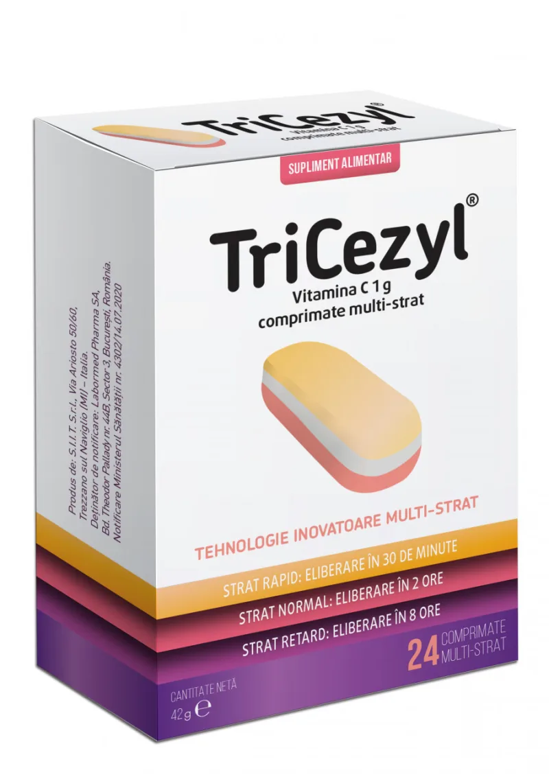 Tricezyl Vitamina C 1gr x 24cpr ZENTIVA — preț și oferte