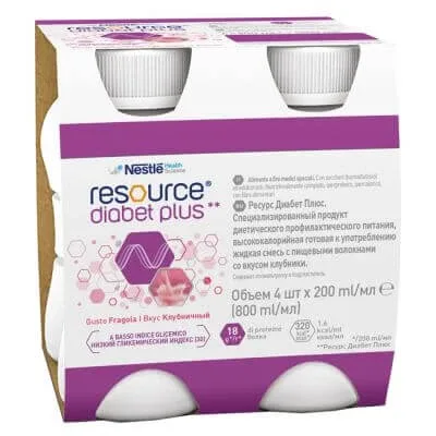 Resurse diabet plus căpșuni 4 x 200 ml — preț și oferte