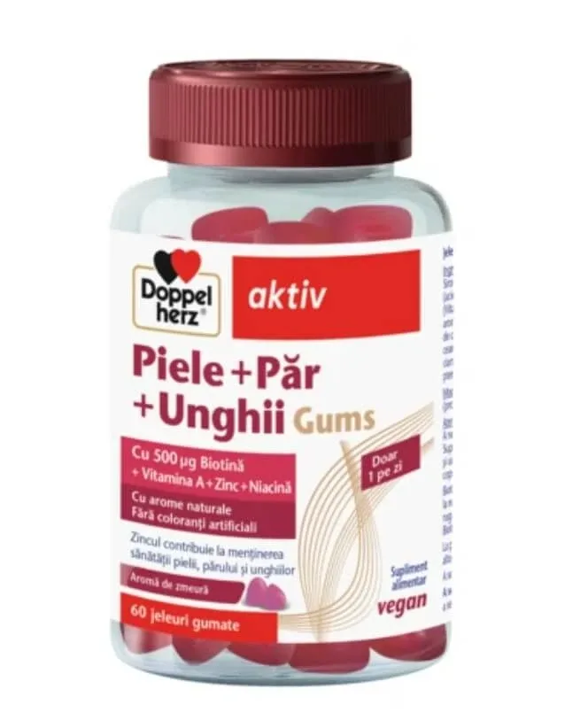 Piele + Par + unghii jeleuri, 60 gumate, Doppelherz — preț și oferte