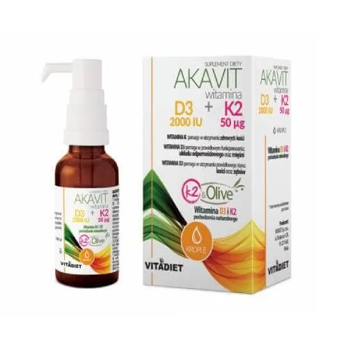 VITADIET Akavit Vitamina D3 2000 UI + K2 50µg, 29.4 ml — preț și oferte