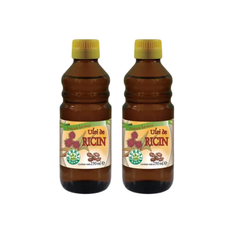 Ulei de ricin presat la rece, 2x250 ml, Herbavit — preț și oferte