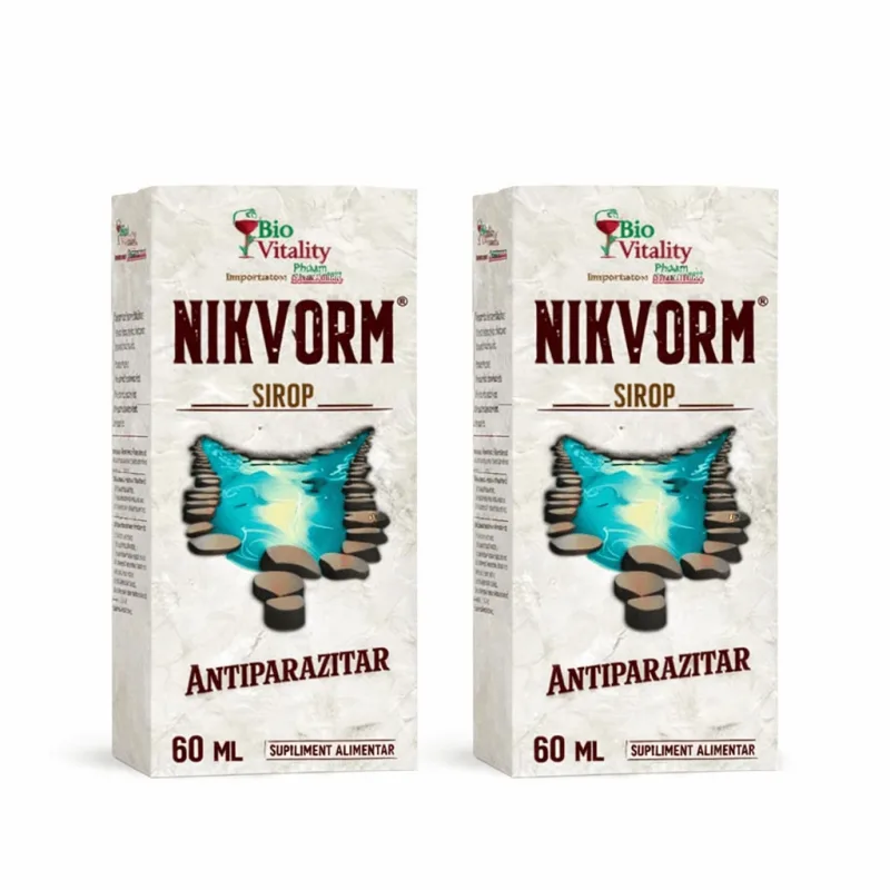 Sirop pentru eliminarea paraziților intestinali Nikvorm Bio Vitality, 2x60 ml, Hisimo — preț și oferte