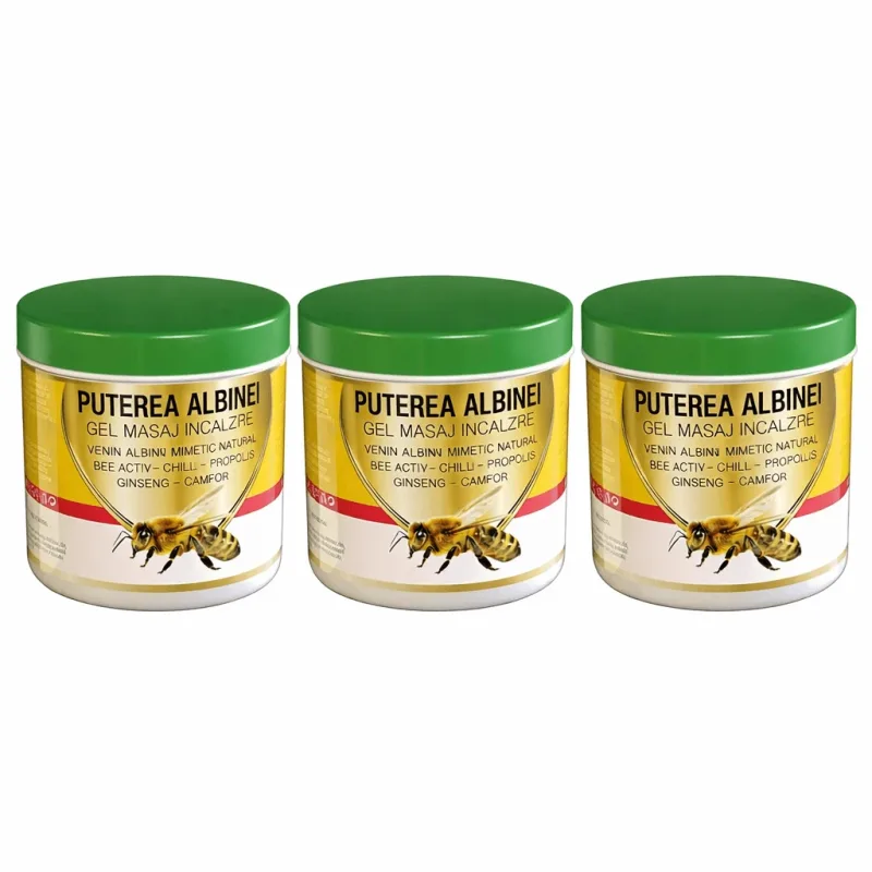 Gel de masaj cu efect de încălzire și venin de albine mimetic Puterea Albinei, 3 x 275 ml, Praemium — preț și oferte