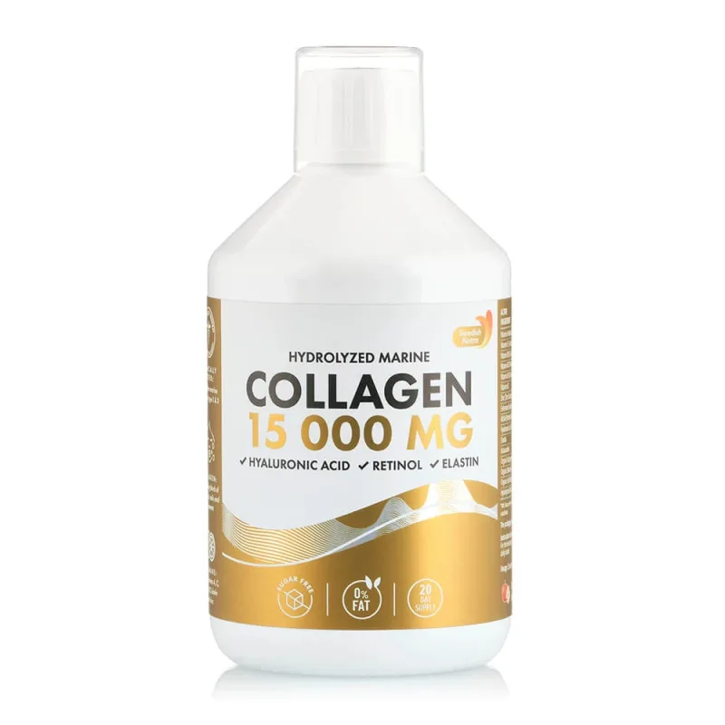 Colagen Hidrolizat Lichid Tip 1 şi 3 15 000 Mg + Acid Hialuronic 50 mg + Retinol 800 mcg, 500 ml, Swedish Nutra — preț și oferte