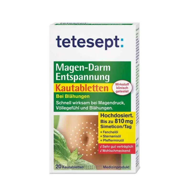 tetesept Tablete masticabile de relaxare gastrointestinală 20 de capsule — preț și oferte