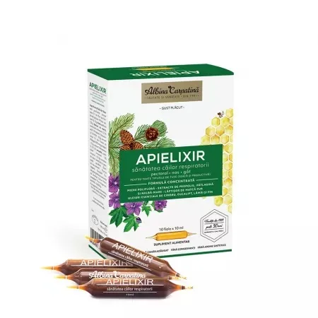 Apielixir Sanatatea Cailor Respiratorii, 10 fiole x 10 ml – Albina Carpatina — preț și oferte